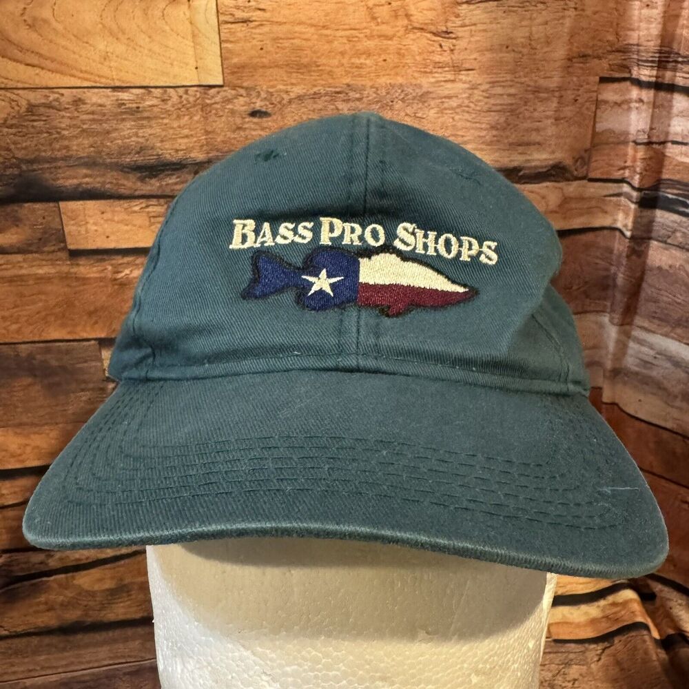 Bass Pro Shops Hat Cap Youth Green Adjustable Snapback Texas Fish Logo Fishing